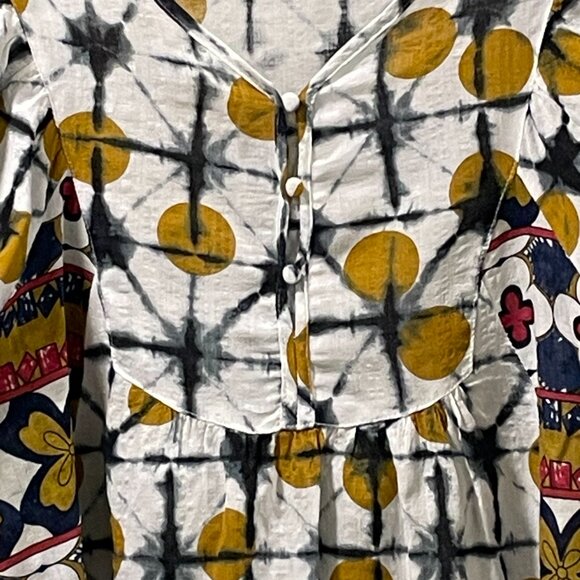 SOLITAIRE Boho Tie Dye Abstract Contrast Fabric Long Bubble Sleeve - XL - Picture 3 of 13